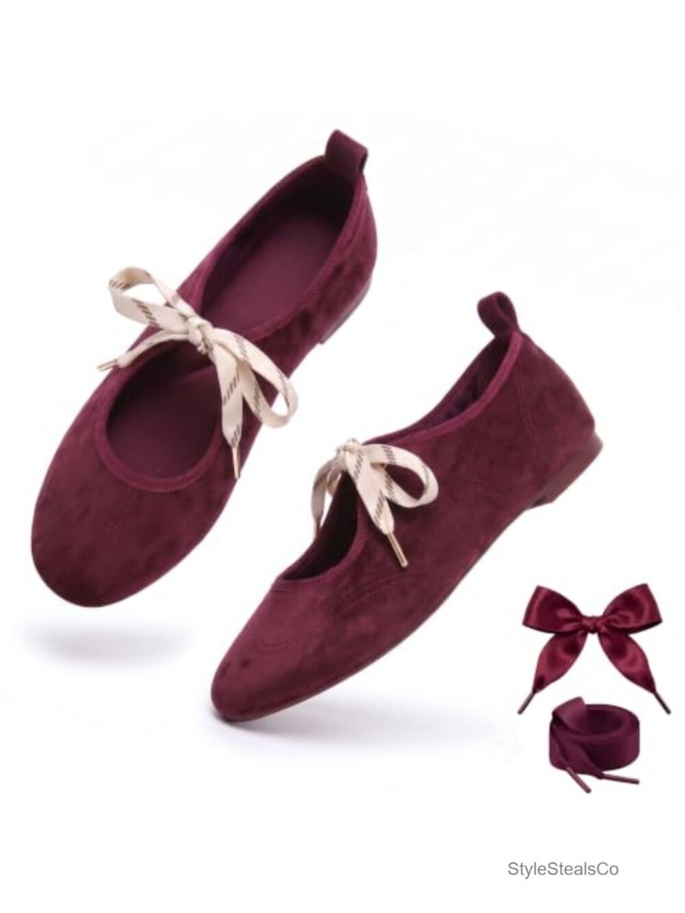 Faux Suede Ballet Flats Mary Jane Memory Foam Foldable Womens